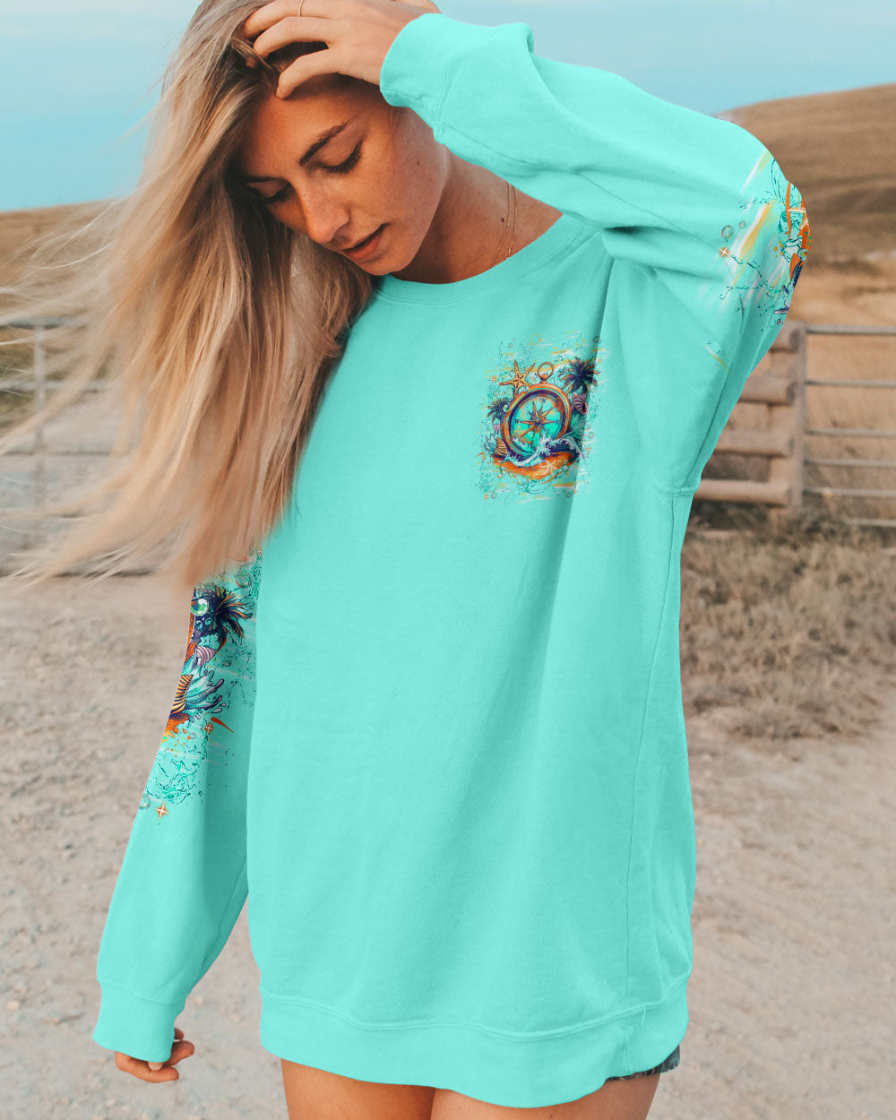BLISSCORNERS SMELL THE SEA FEEL THE BREEZE COMPASS ALL OVER PRINT