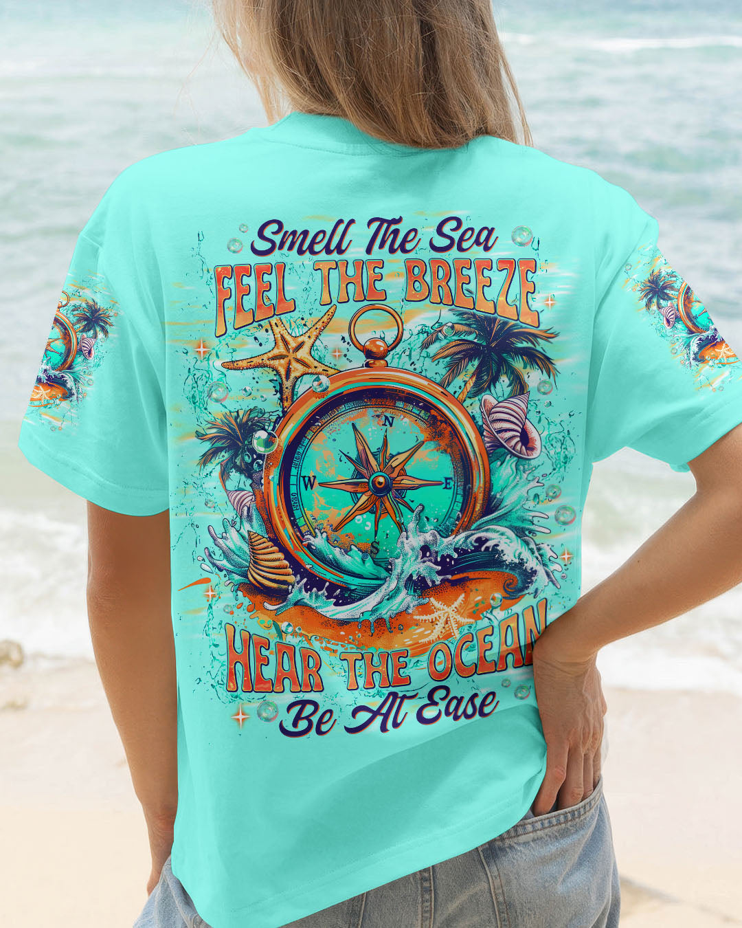 BLISSCORNERS SMELL THE SEA FEEL THE BREEZE COMPASS ALL OVER PRINT