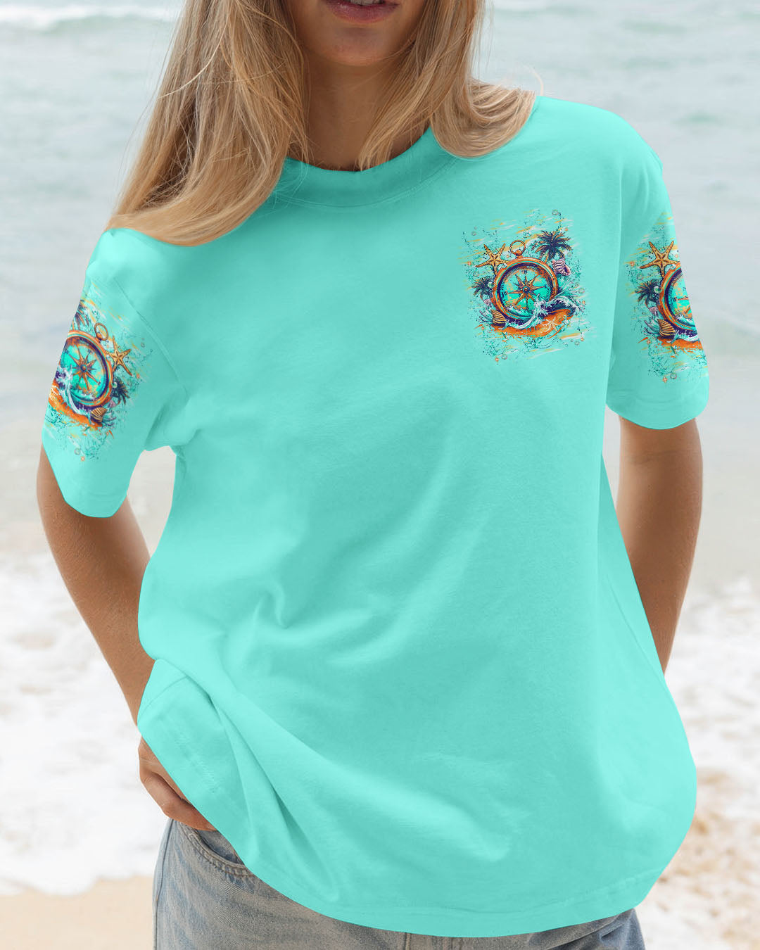 BLISSCORNERS SMELL THE SEA FEEL THE BREEZE COMPASS ALL OVER PRINT