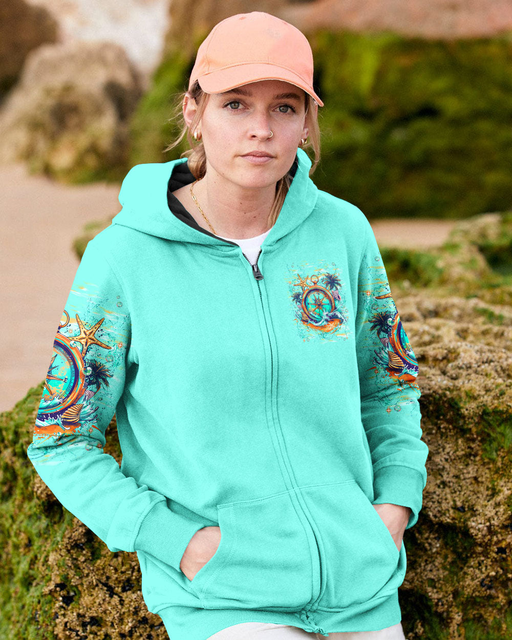 BLISSCORNERS SMELL THE SEA FEEL THE BREEZE COMPASS ALL OVER PRINT