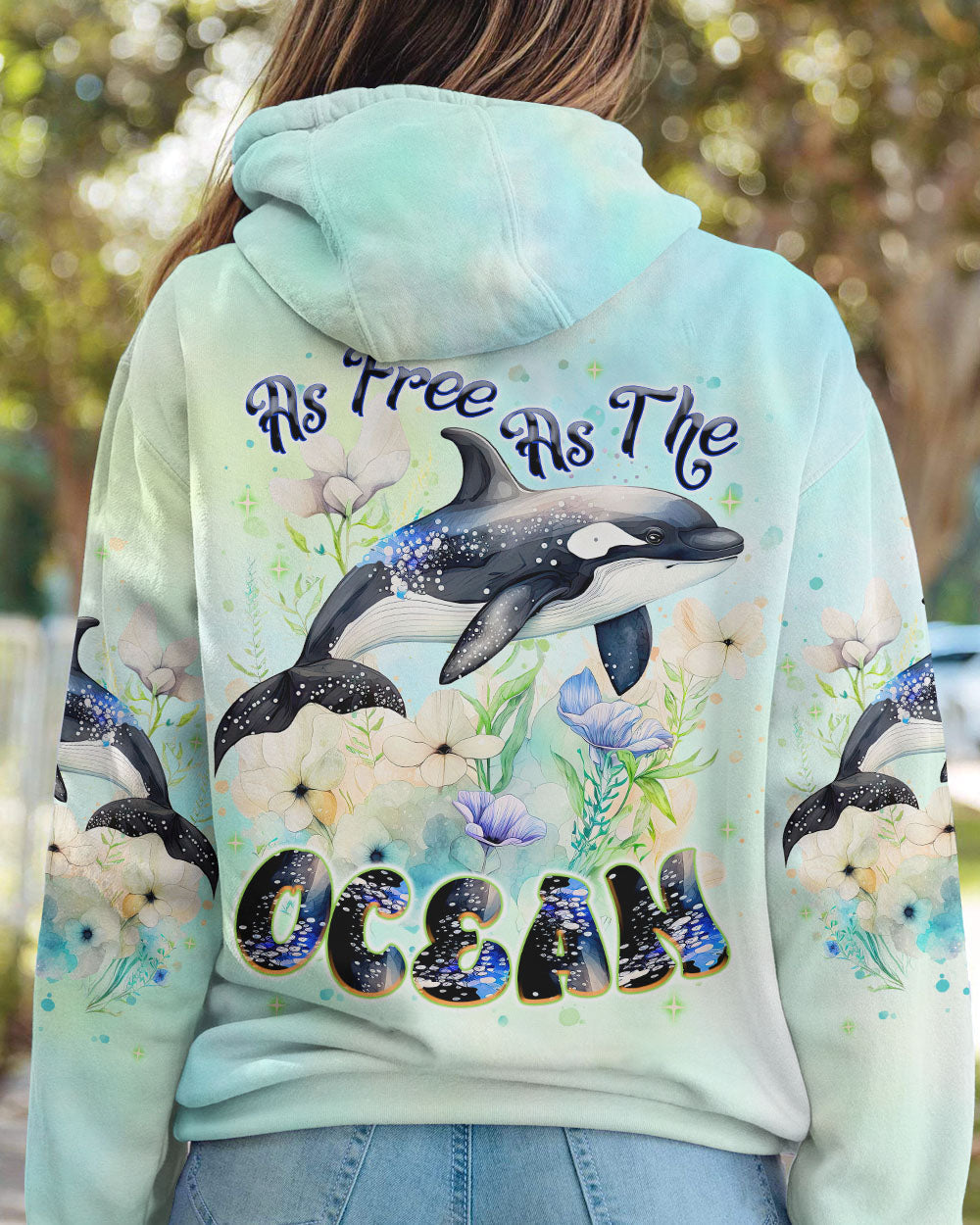 BLISSCORNERS AS FREE AS THE OCEAN ORCA ALL OVER PRINT