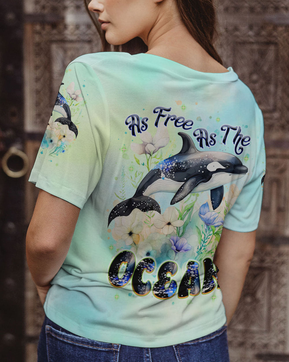 BLISSCORNERS AS FREE AS THE OCEAN ORCA ALL OVER PRINT
