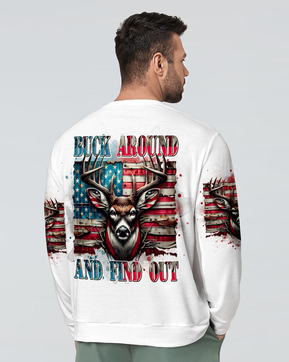 BLISSCORNERS BUCK AROUND AND FIND OUT DEER HUNTING ALL OVER PRINT