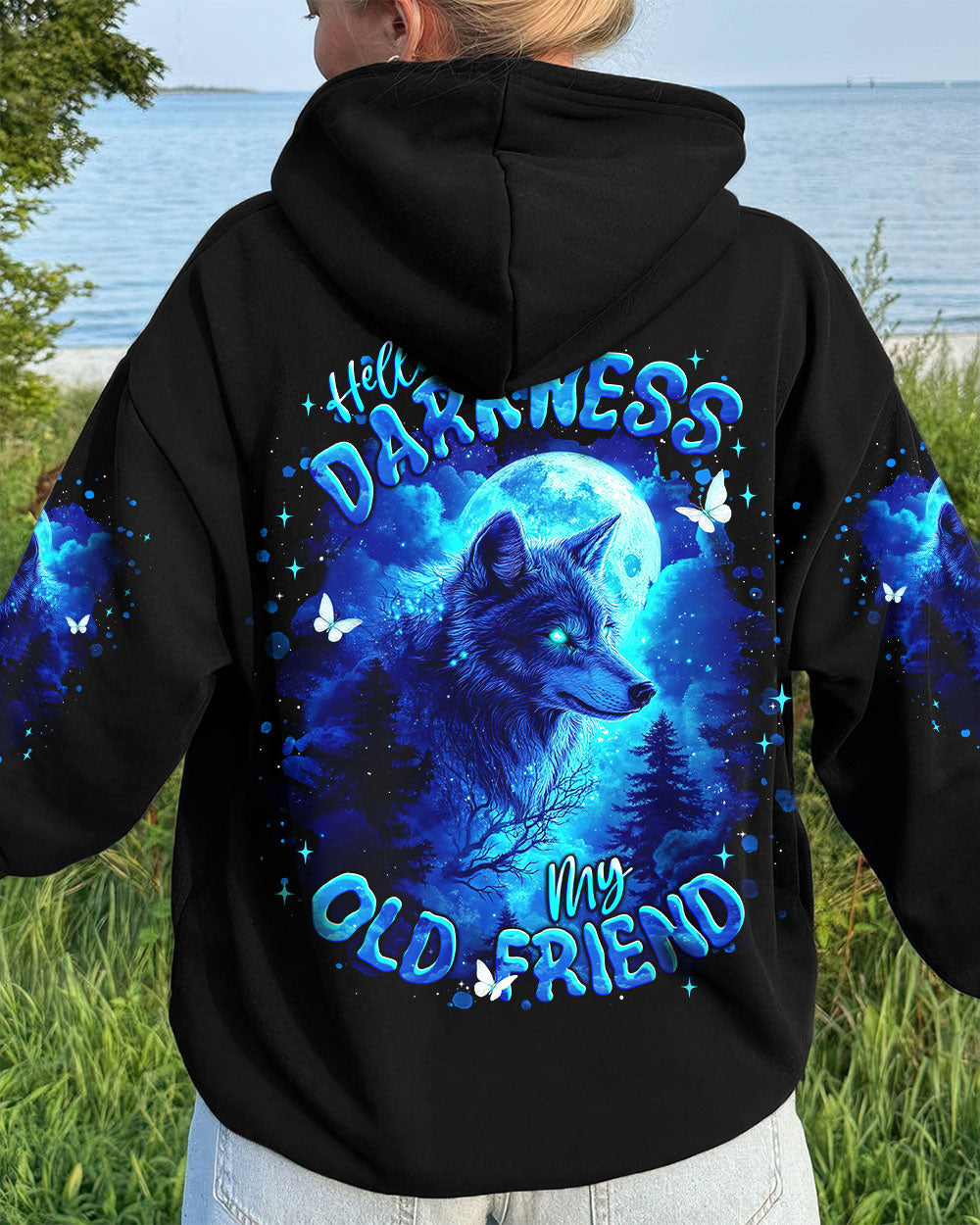 BLISSCORNERS HELLO DARKNESS MY OLD FRIEND WOLF ALL OVER PRINT