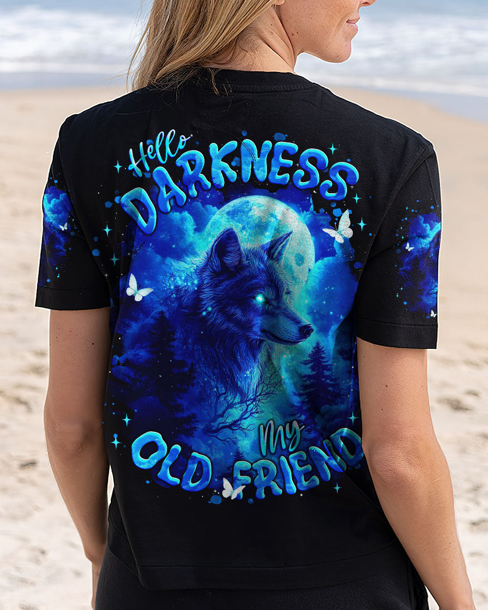 BLISSCORNERS HELLO DARKNESS MY OLD FRIEND WOLF ALL OVER PRINT
