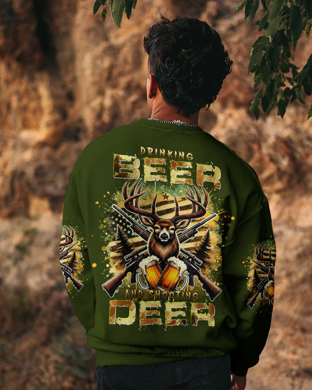 BLISSCORNERS DRINKING BEER AND SHOOTING DEER HUNTING ALL OVER PRINT