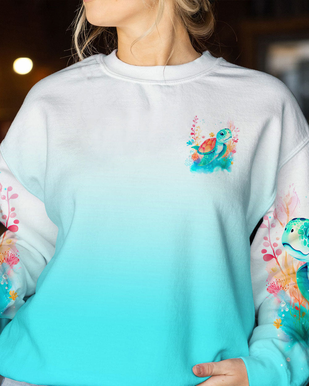 BLISSCORNERS SMELL THE SEA FEEL THE BREEZE TURTLE ALL OVER PRINT
