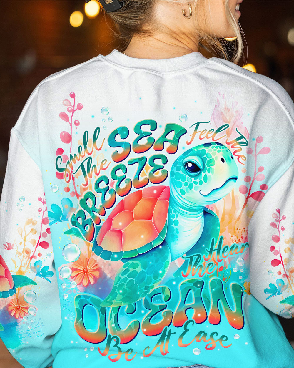 BLISSCORNERS SMELL THE SEA FEEL THE BREEZE TURTLE ALL OVER PRINT