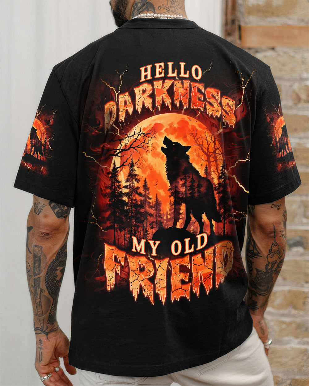 BLISSCORNERS HELLO DARKNESS MY OLD FRIEND WOLF ALL OVER PRINT
