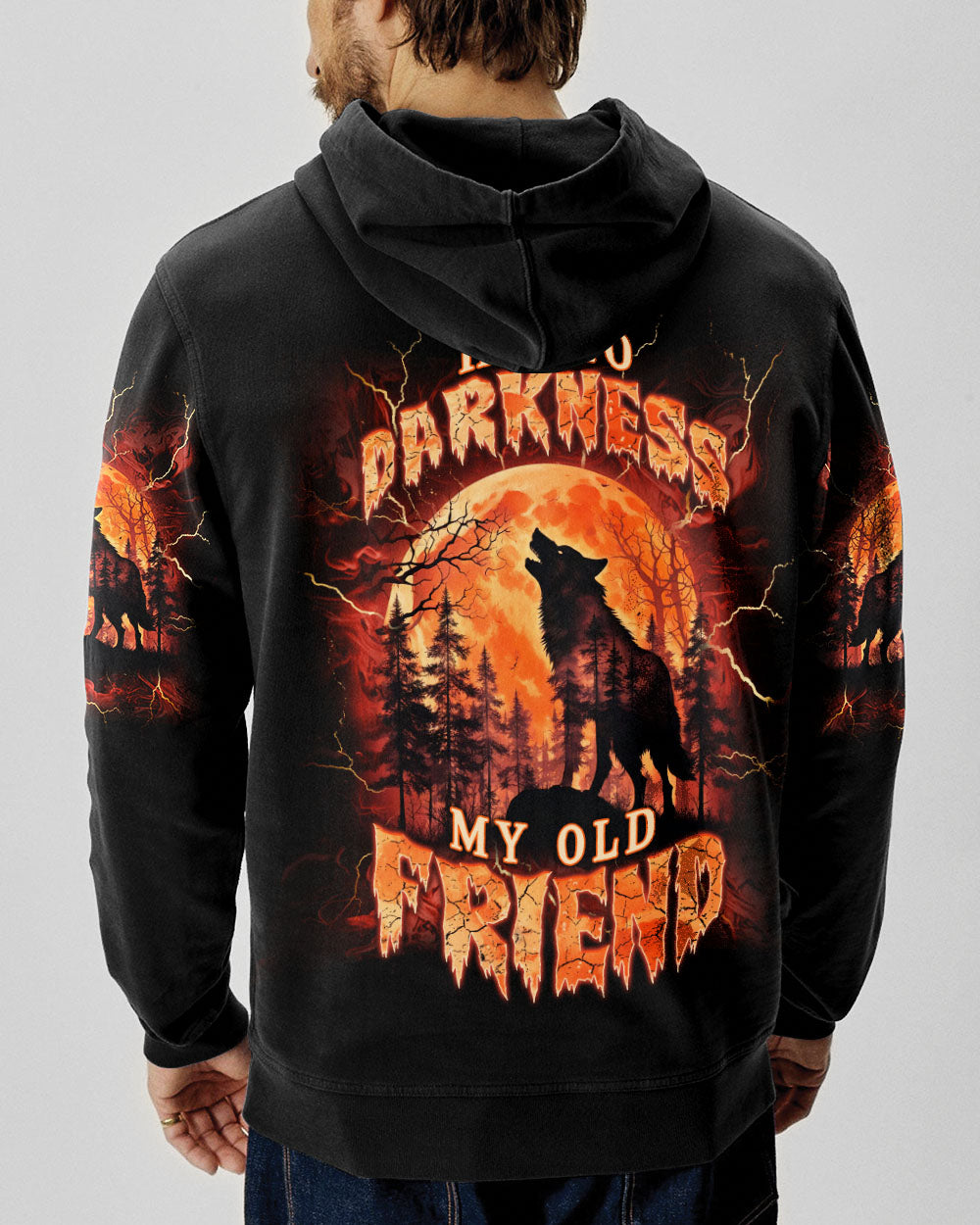 BLISSCORNERS HELLO DARKNESS MY OLD FRIEND WOLF ALL OVER PRINT