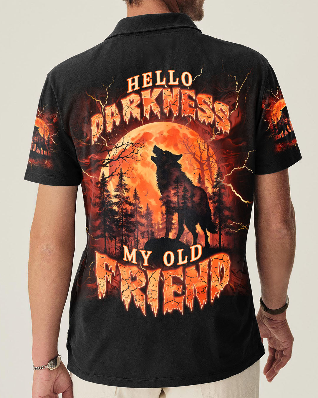 BLISSCORNERS HELLO DARKNESS MY OLD FRIEND WOLF ALL OVER PRINT