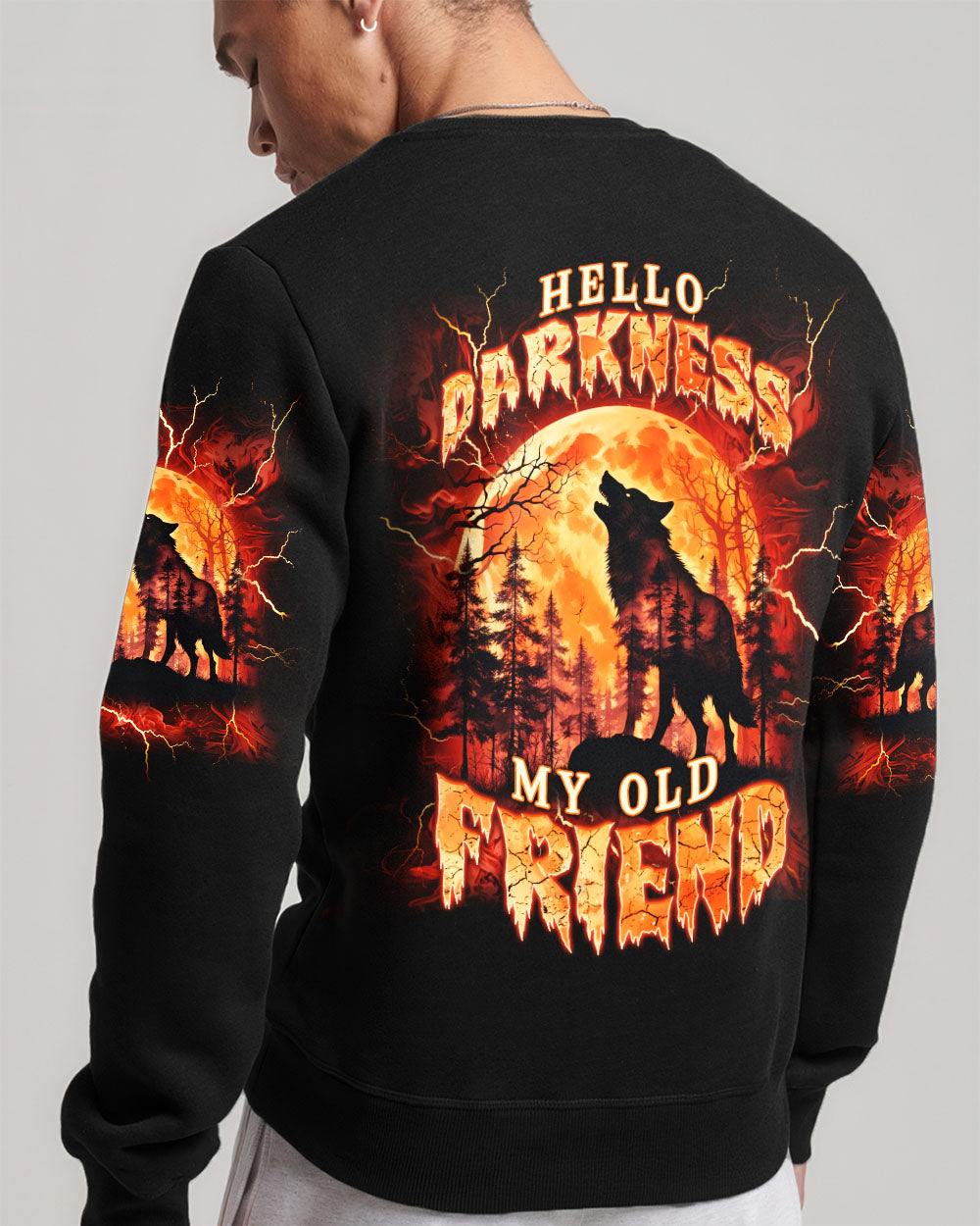 BLISSCORNERS HELLO DARKNESS MY OLD FRIEND WOLF ALL OVER PRINT