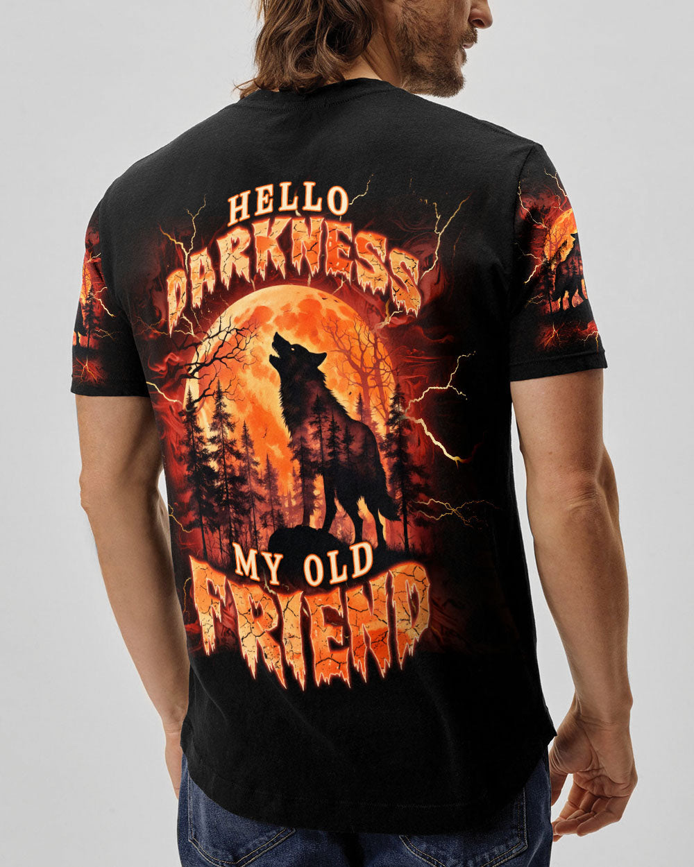 BLISSCORNERS HELLO DARKNESS MY OLD FRIEND WOLF ALL OVER PRINT