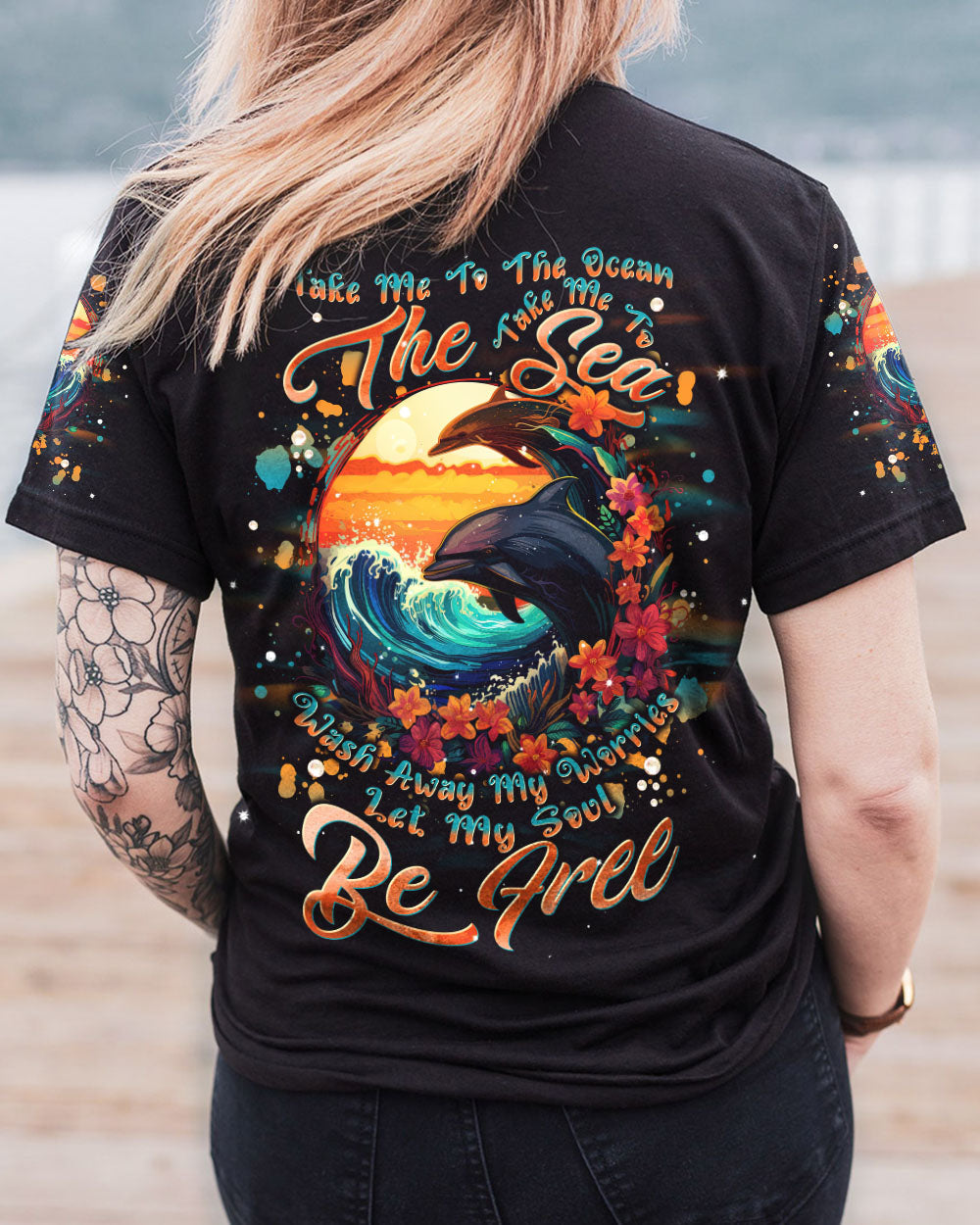 BLISSCORNERS TAKE ME TO THE OCEAN DOLPHIN ALL OVER PRINT