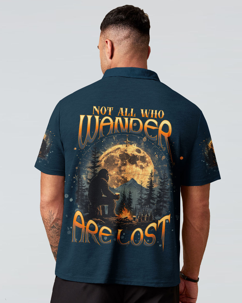 BLISSCORNERS NOT ALL WHO WANDER ARE LOST BIGFOOT COMPASS ALL OVER PRINT