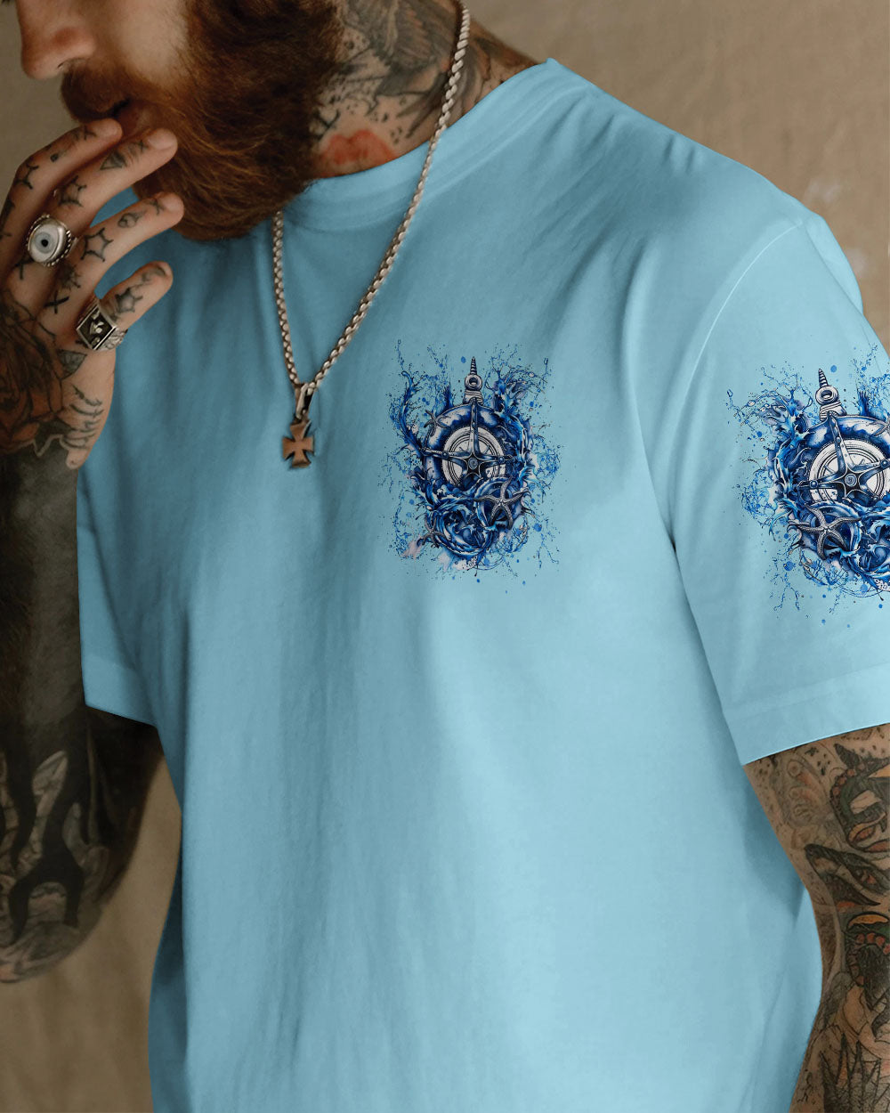 BLISSCORNERS SALTWATER HEALS EVERYTHING COMPASS WAVES OCEAN ALL OVER PRINT