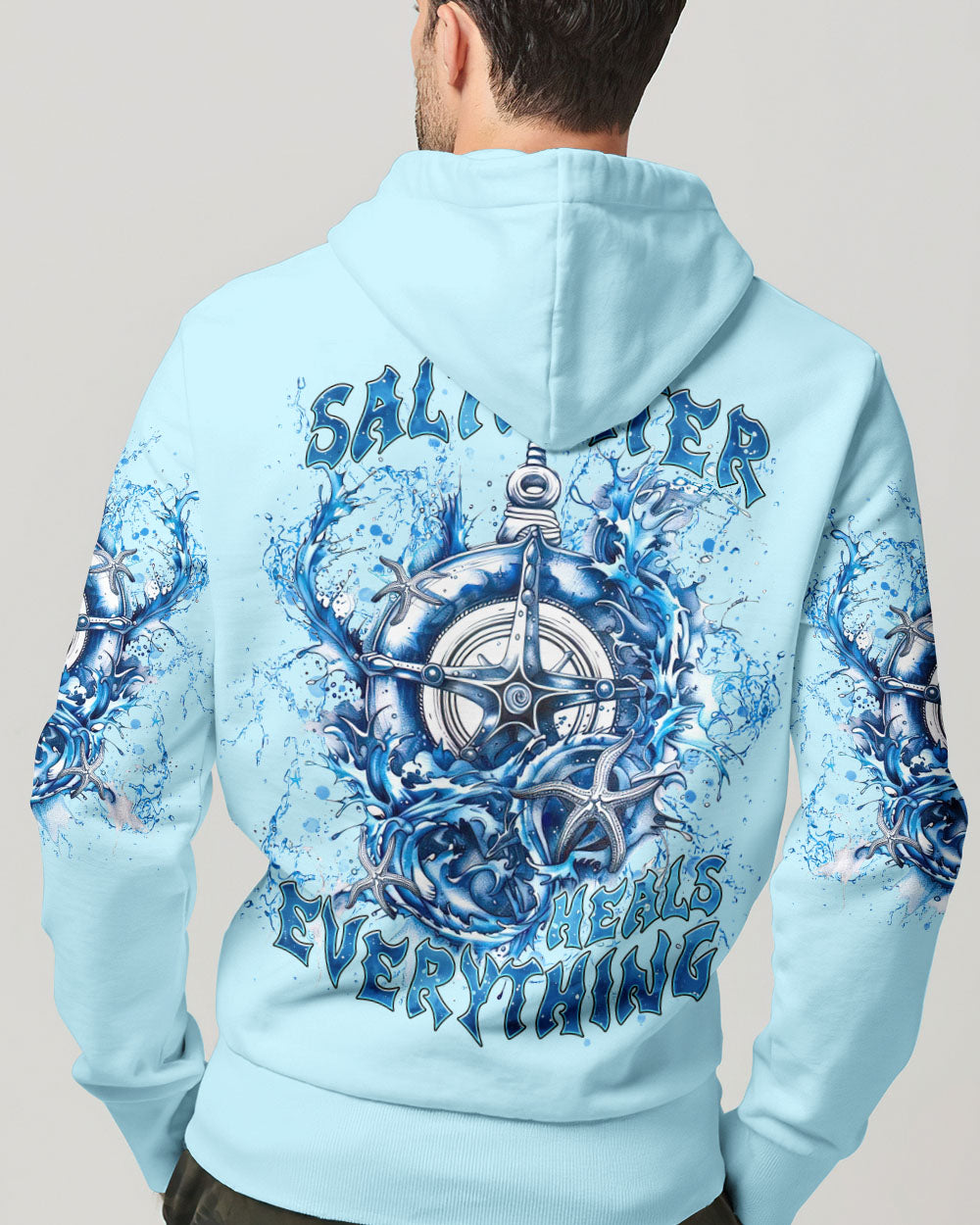 BLISSCORNERS SALTWATER HEALS EVERYTHING COMPASS WAVES OCEAN ALL OVER PRINT