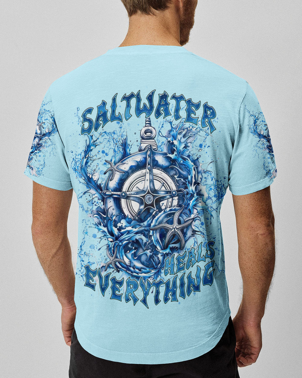 BLISSCORNERS SALTWATER HEALS EVERYTHING COMPASS WAVES OCEAN ALL OVER PRINT