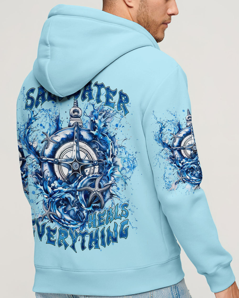 BLISSCORNERS SALTWATER HEALS EVERYTHING COMPASS WAVES OCEAN ALL OVER PRINT