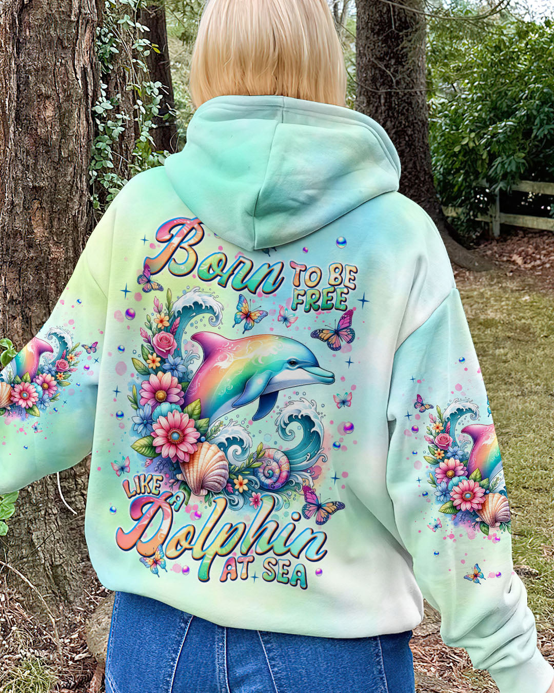 BLISSCORNERS BORN TO BE FREE LIKE A DOLPHIN AT SEA ALL OVER PRINT