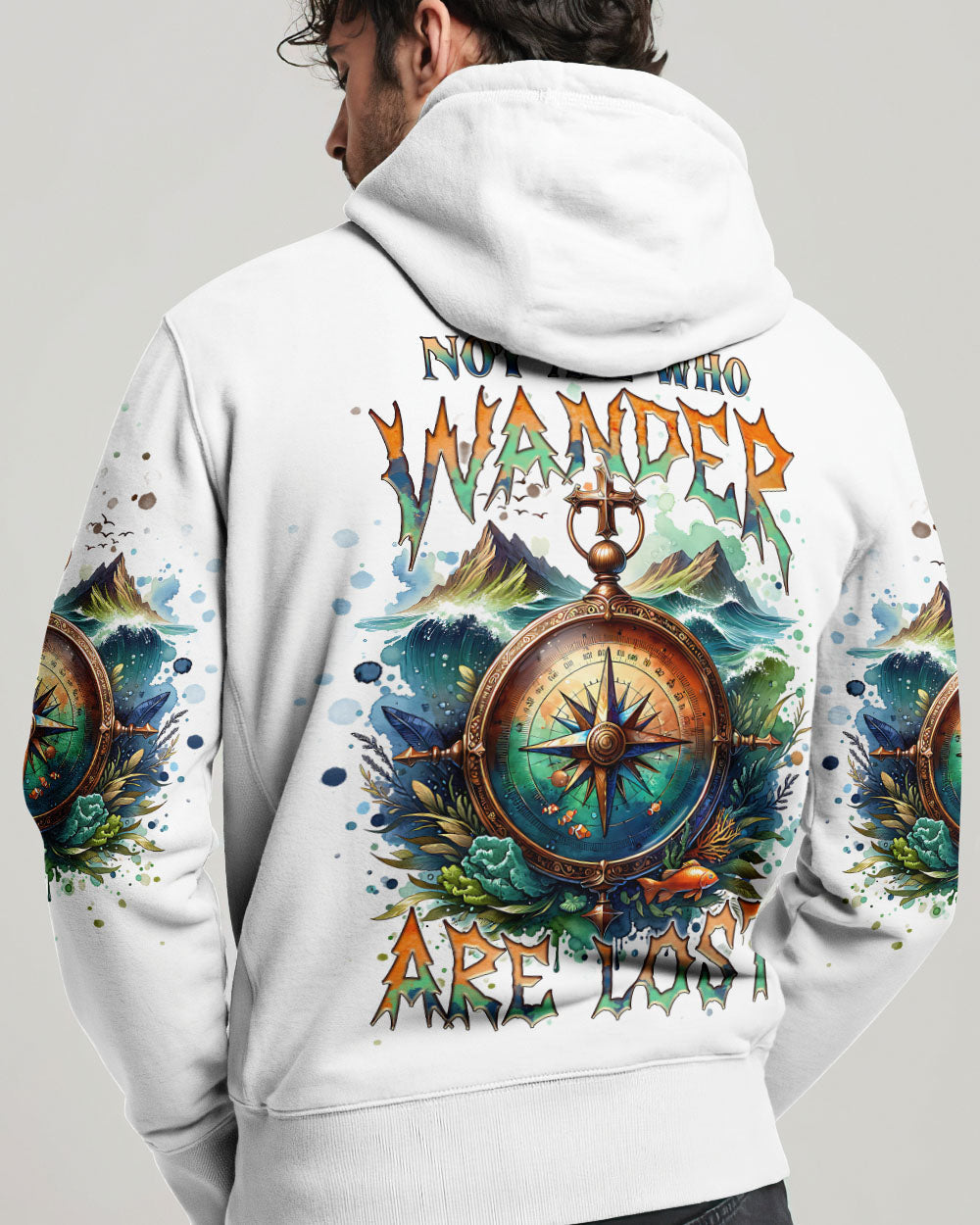 BLISSCORNERS NOT ALL WHO WANDER ARE LOST COMPASS ALL OVER PRINT