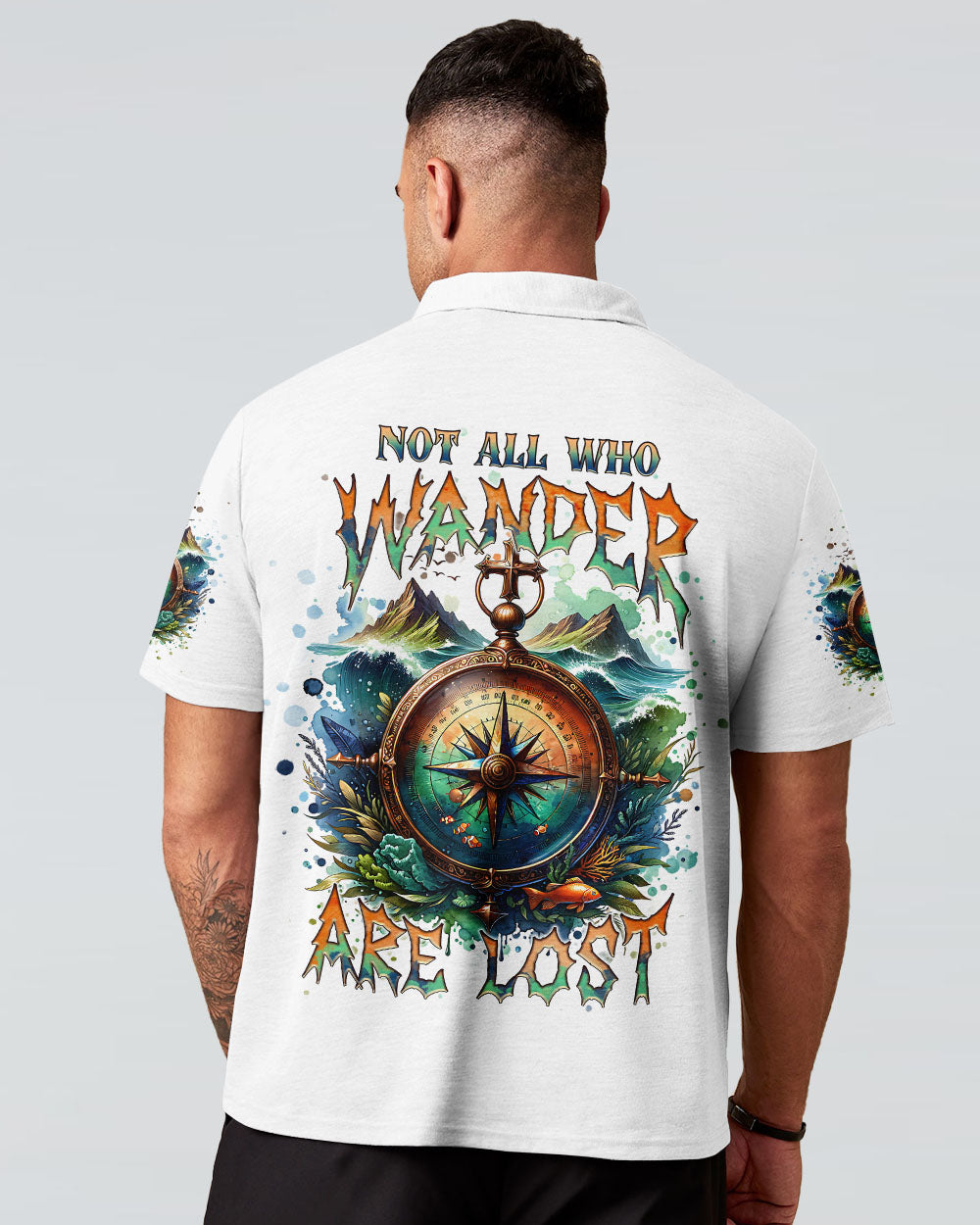 BLISSCORNERS NOT ALL WHO WANDER ARE LOST COMPASS ALL OVER PRINT