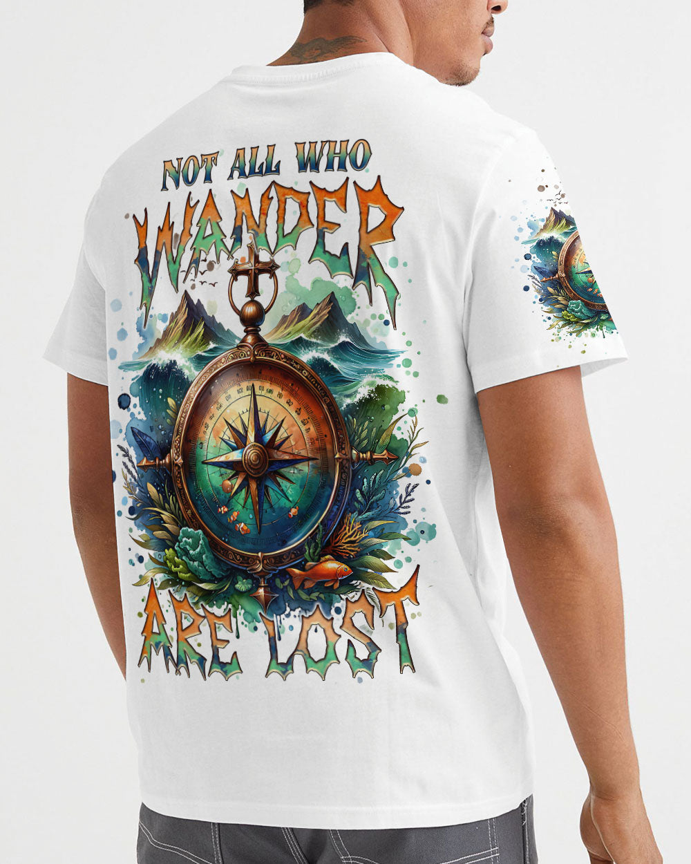 BLISSCORNERS NOT ALL WHO WANDER ARE LOST COMPASS ALL OVER PRINT