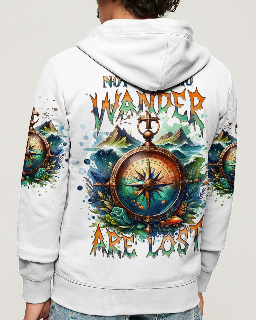 BLISSCORNERS NOT ALL WHO WANDER ARE LOST COMPASS ALL OVER PRINT