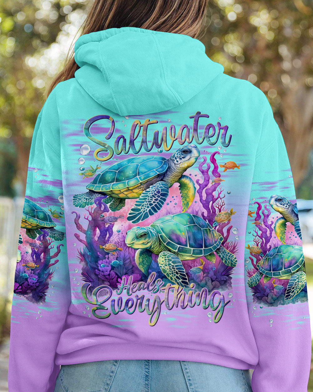 BLISSCORNERS SALTWATER HEALS EVERYTHING TURTLE ALL OVER PRINT