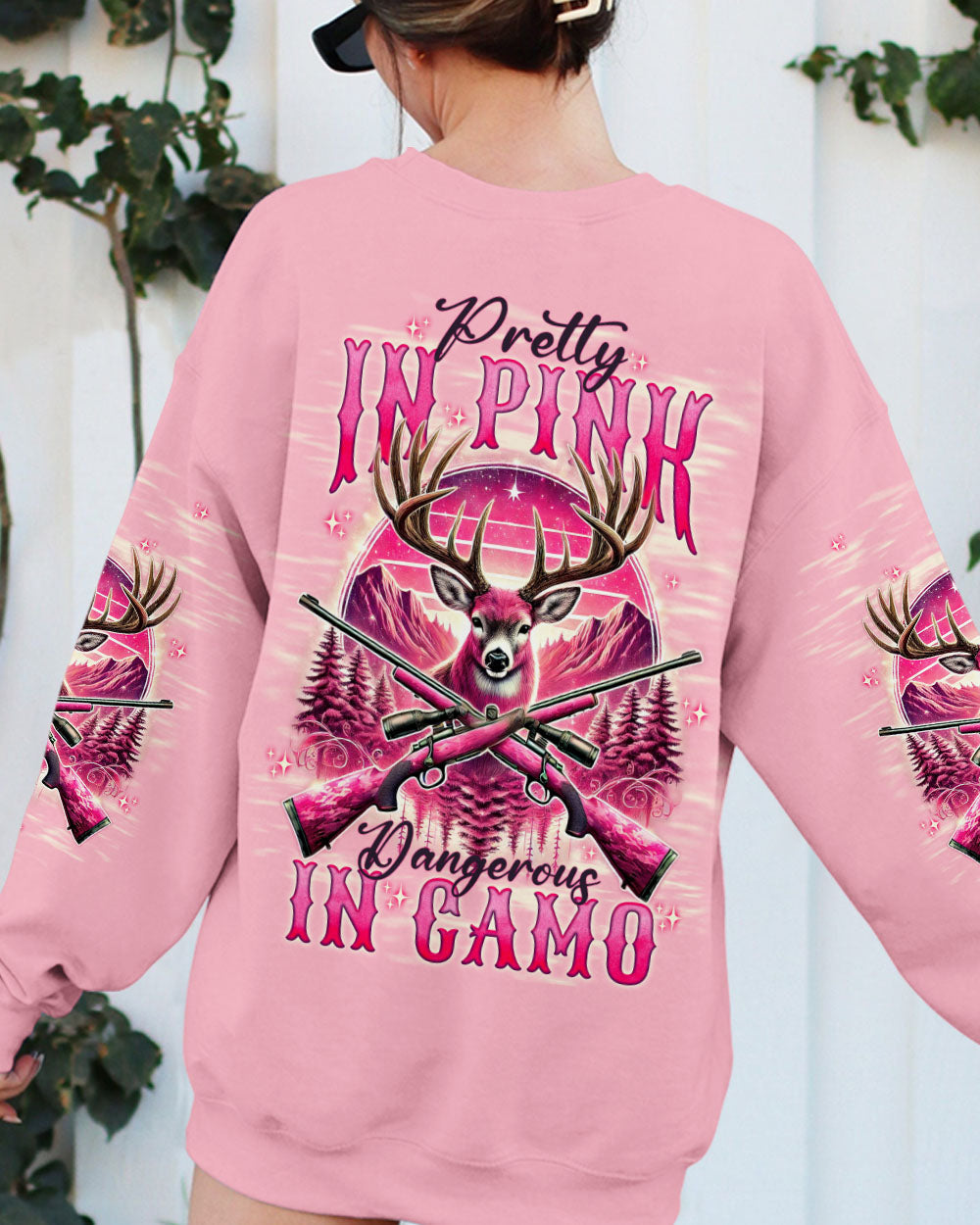 BLISSCORNERS PRETTY IN PINK HUNTING DEER ALL OVER PRINT