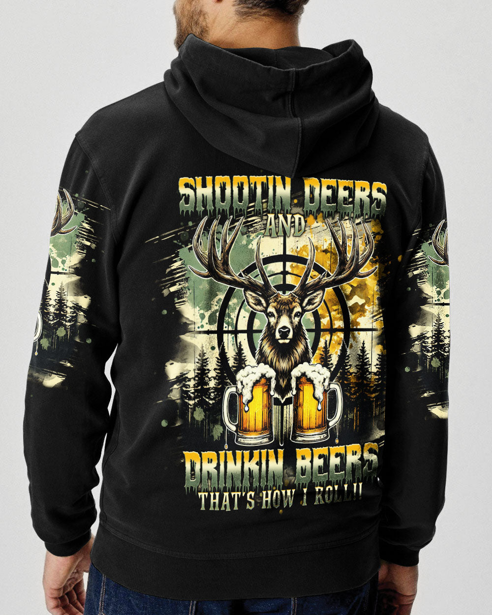 BLISSCORNERS SHOOTING DEERS AND DRINKING BEERS ALL OVER PRINT