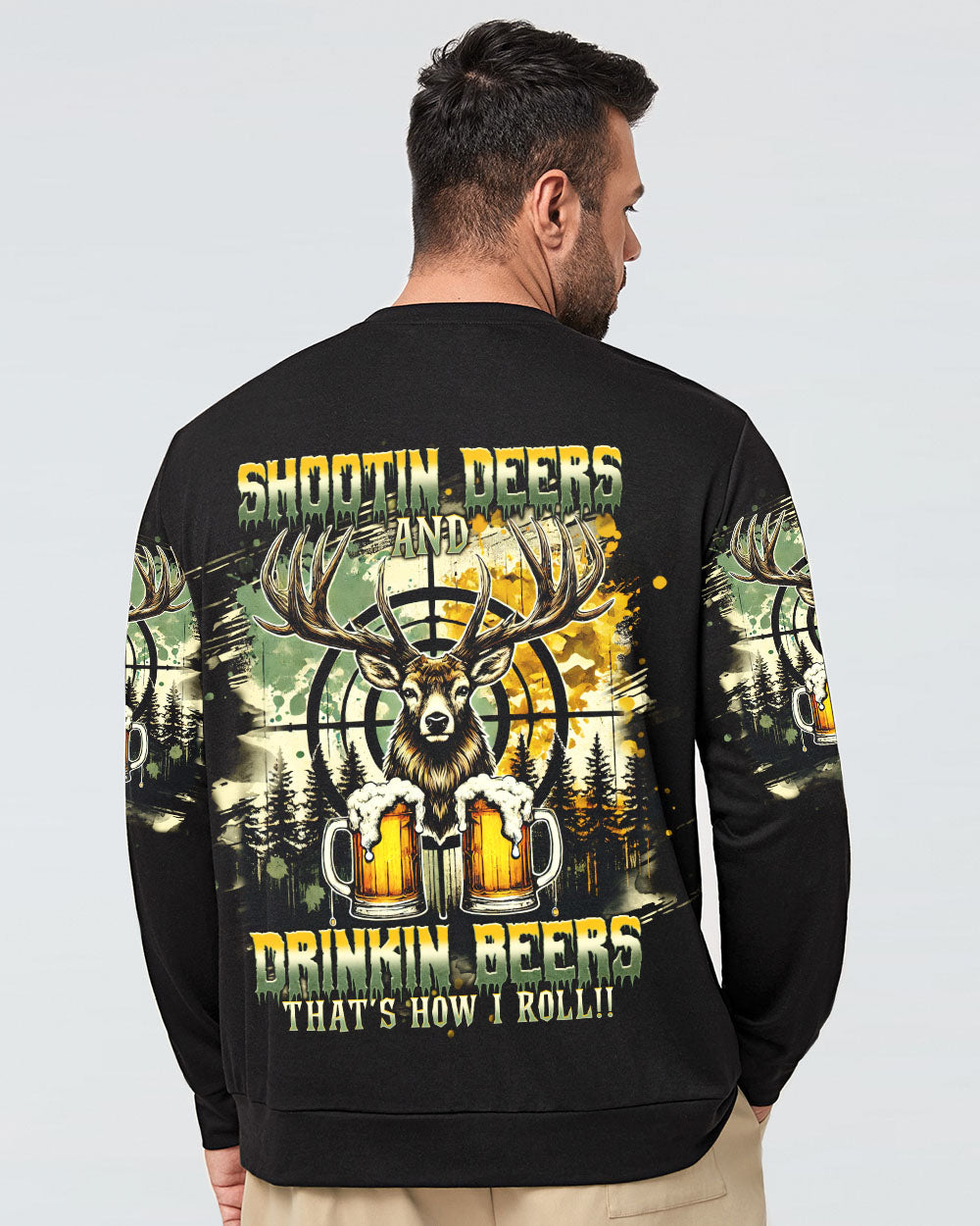 BLISSCORNERS SHOOTING DEERS AND DRINKING BEERS ALL OVER PRINT