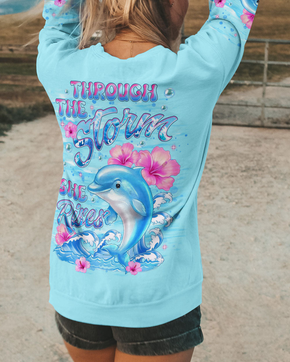 BLISSCORNERS THROUGH THE STORM DOLPHIN ALL OVER PRINT