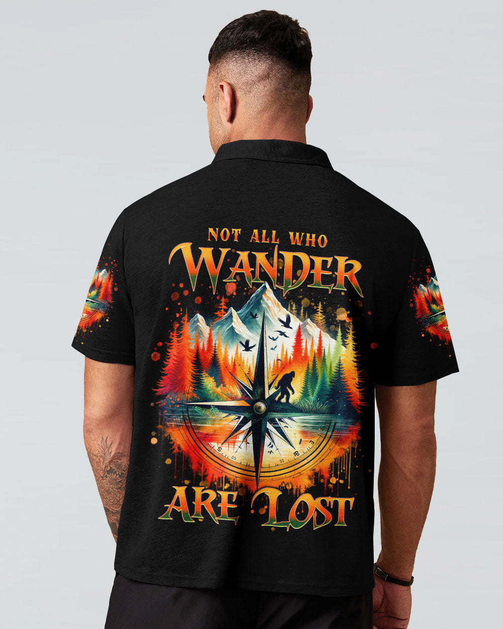 BLISSCORNERS NOT ALL WHO WANDER ARE LOST COMPASS BIGFOOT ALL OVER PRINT