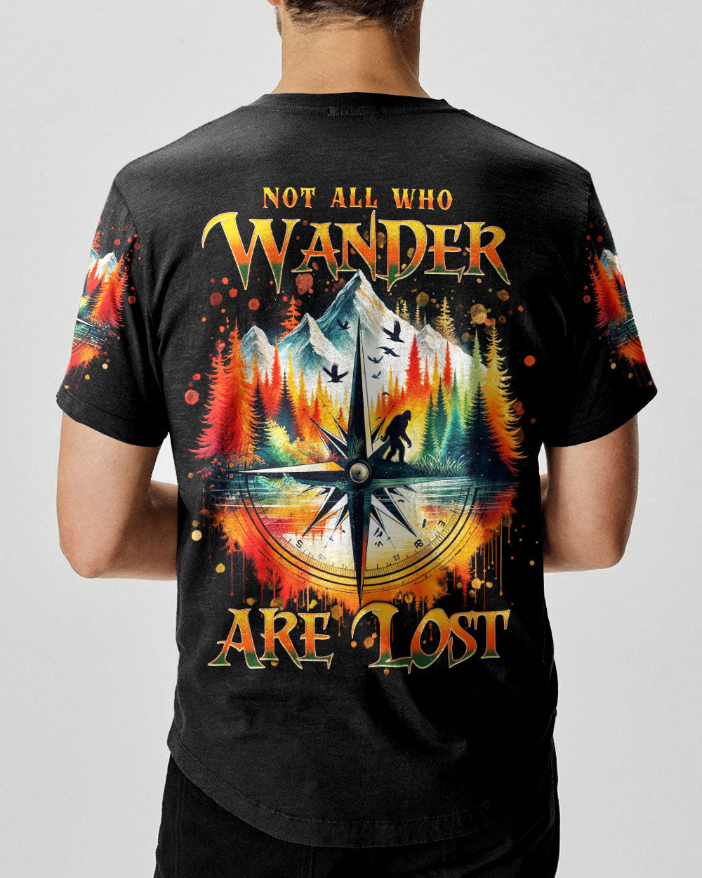 BLISSCORNERS NOT ALL WHO WANDER ARE LOST COMPASS BIGFOOT ALL OVER PRINT