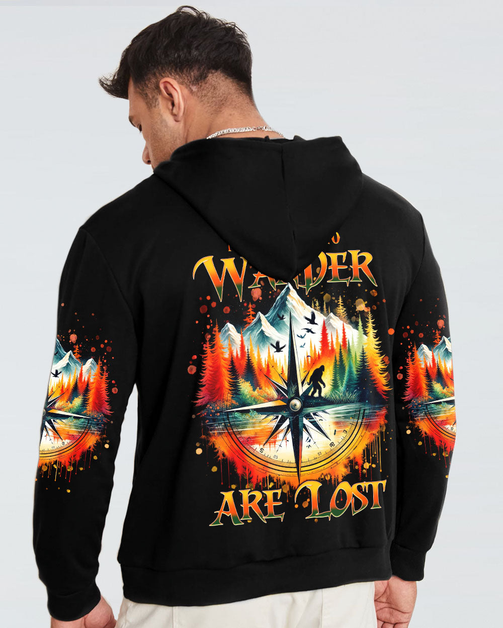 BLISSCORNERS NOT ALL WHO WANDER ARE LOST COMPASS BIGFOOT ALL OVER PRINT
