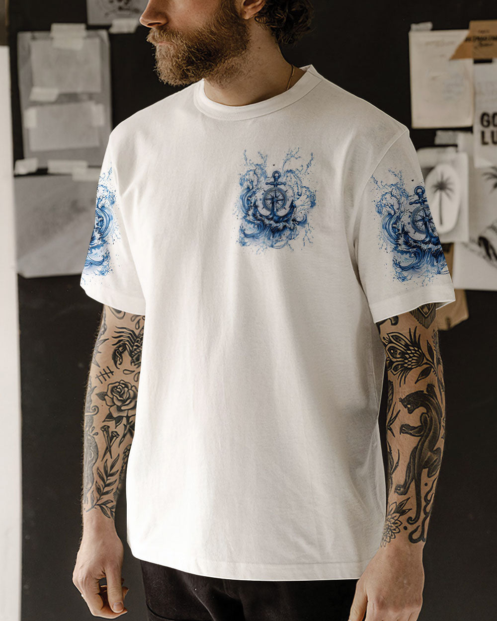 BLISSCORNERS NOT ALL WHO WANDER ARE LOST ANCHOR COMPASS ALL OVER PRINT