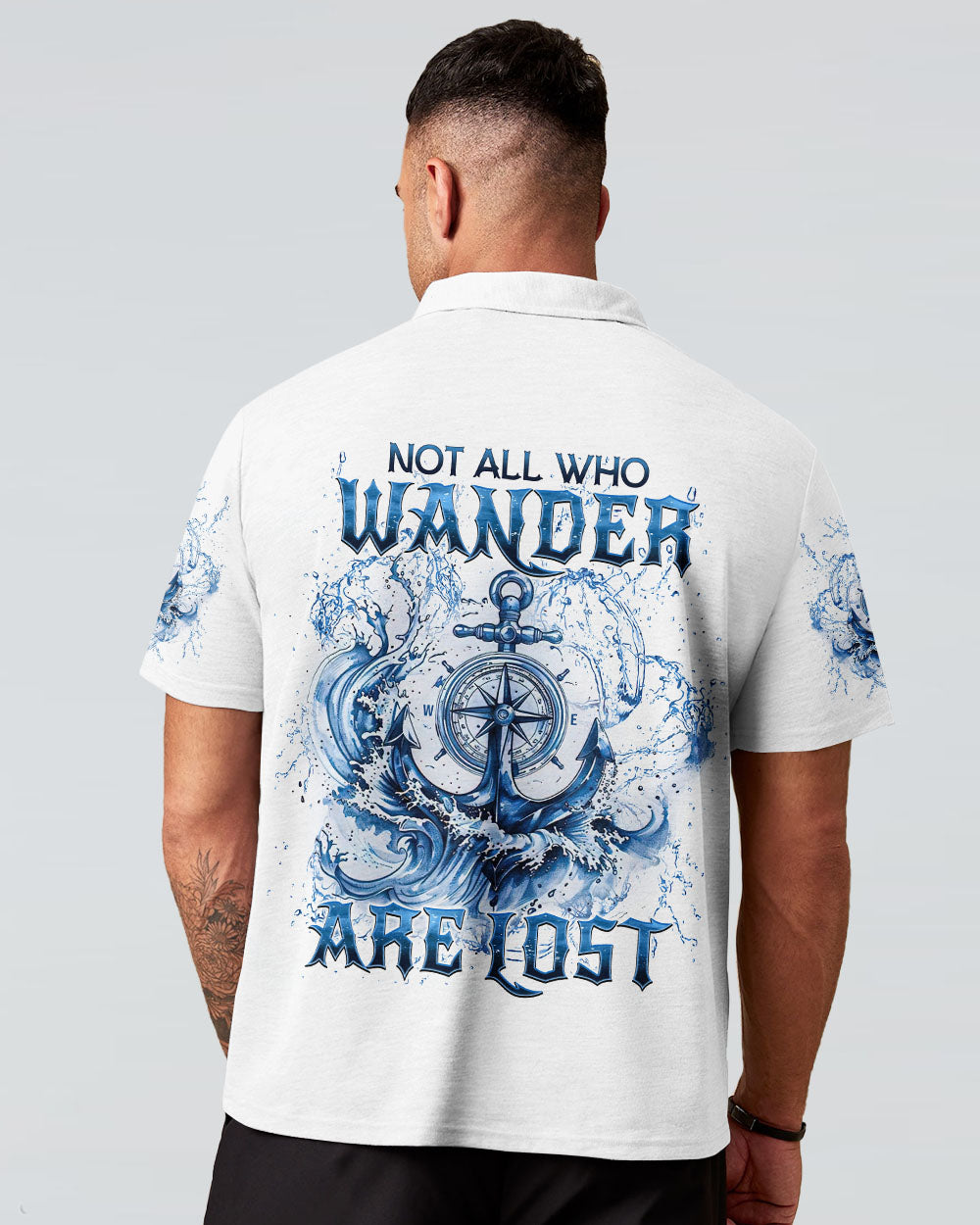 BLISSCORNERS NOT ALL WHO WANDER ARE LOST ANCHOR COMPASS ALL OVER PRINT