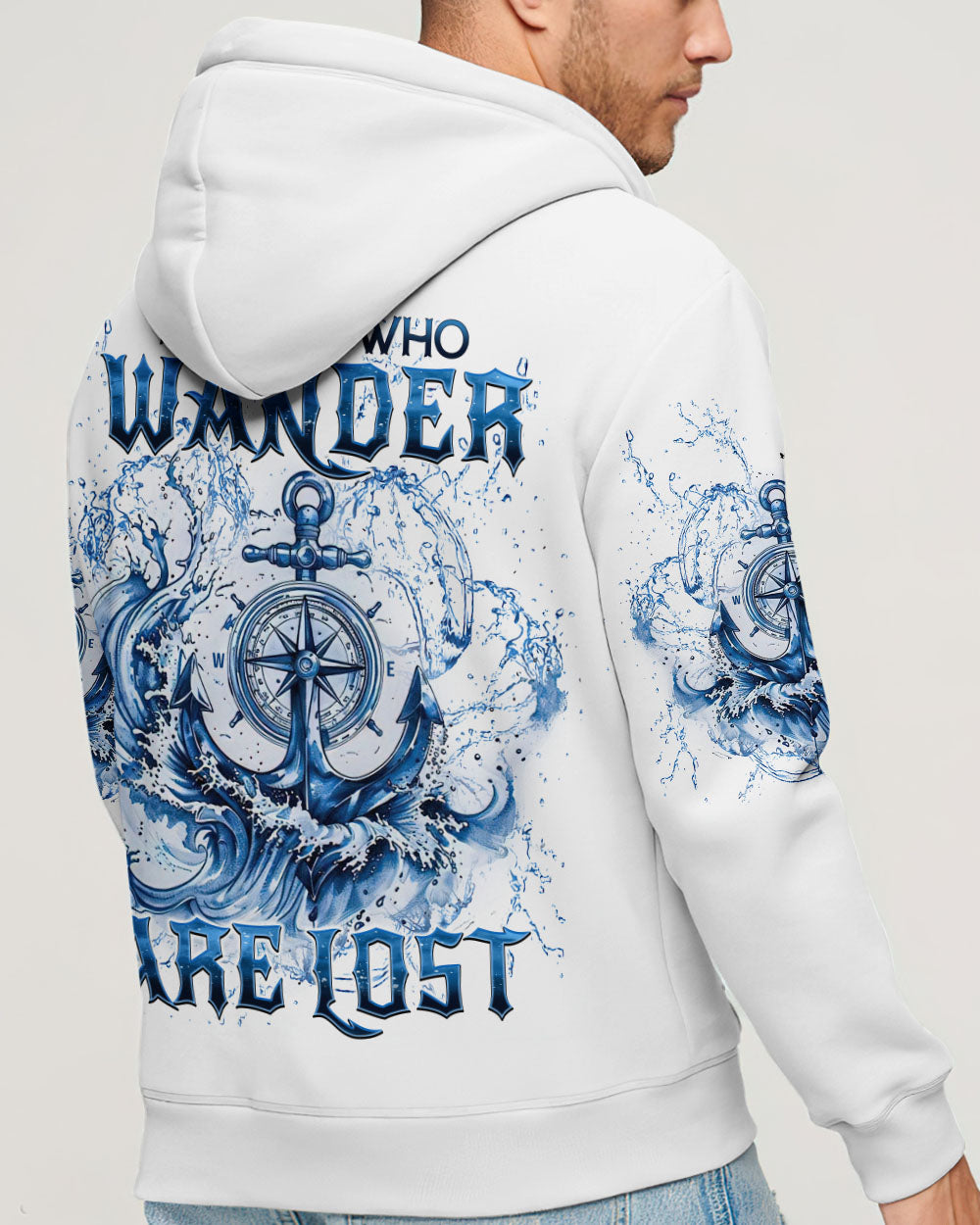 BLISSCORNERS NOT ALL WHO WANDER ARE LOST ANCHOR COMPASS ALL OVER PRINT