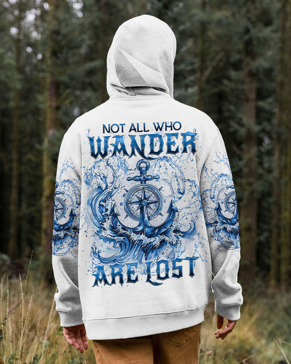 BLISSCORNERS NOT ALL WHO WANDER ARE LOST ANCHOR COMPASS ALL OVER PRINT