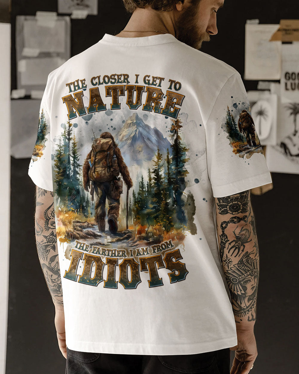 BLISSCORNERS THE CLOSER I GET TO NATURE BIGFOOT HIKING ALL OVER PRINT