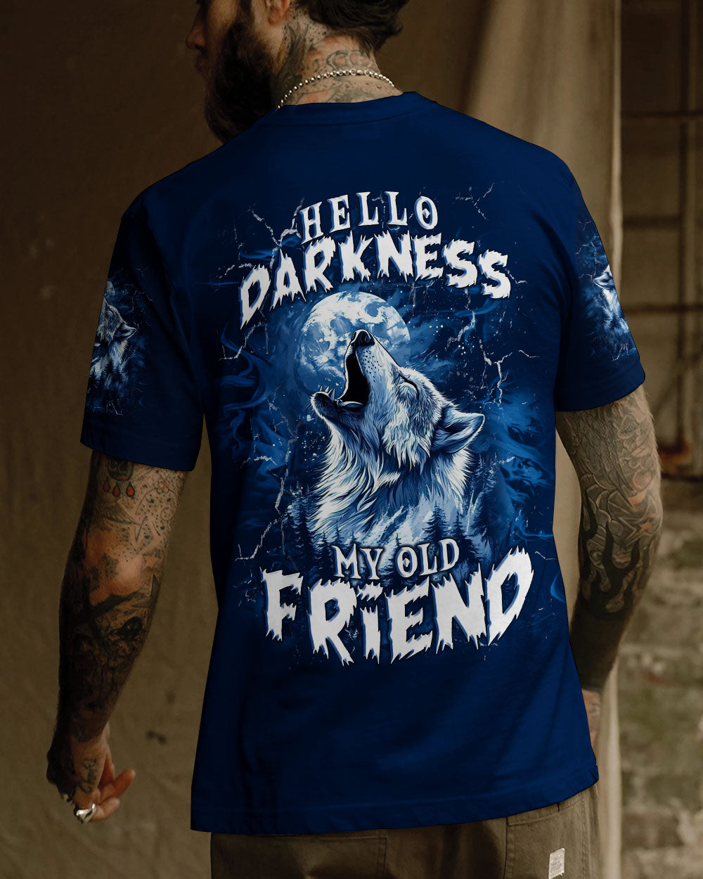BLISSCORNERS HELLO DARKNESS MY OLD FRIEND WOLF ALL OVER PRINT