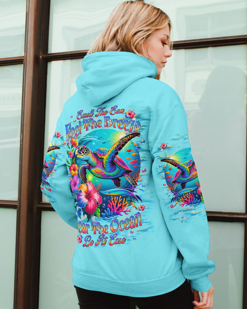 BLISSCORNERS SMELL THE SEA FEEL THE BREEZE TURTLE ALL OVER PRINT
