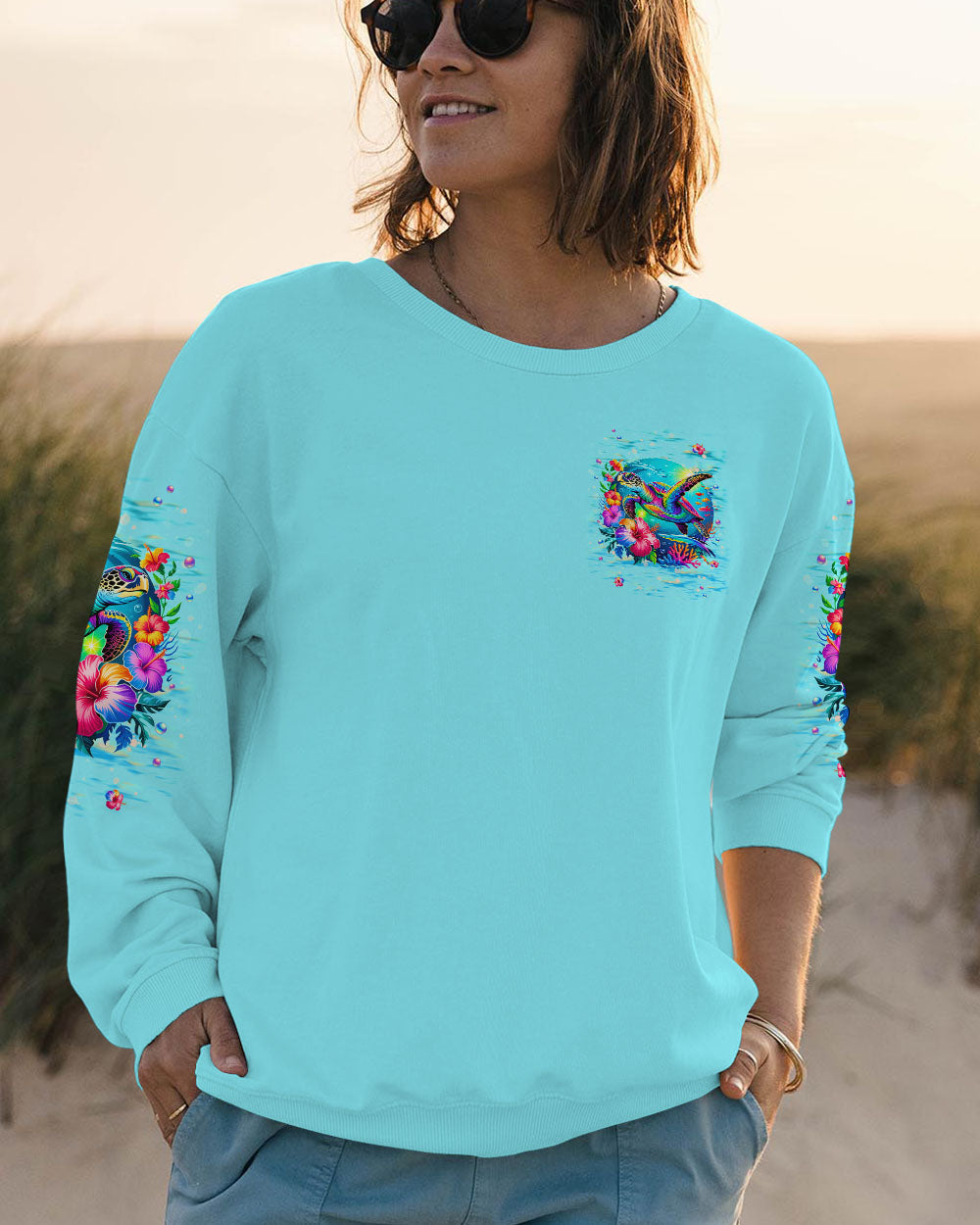 BLISSCORNERS SMELL THE SEA FEEL THE BREEZE TURTLE ALL OVER PRINT