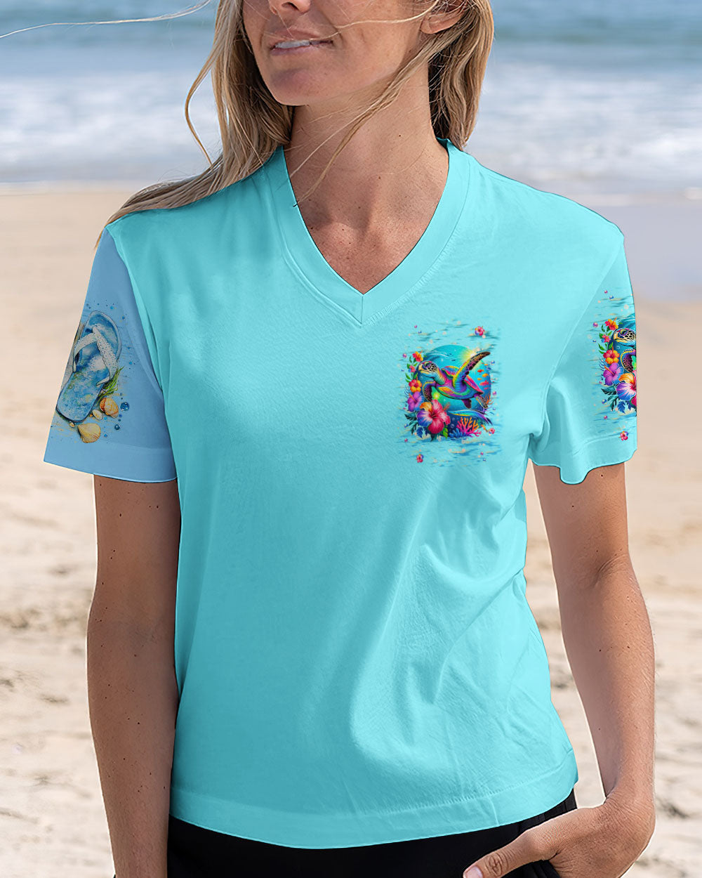 BLISSCORNERS SMELL THE SEA FEEL THE BREEZE TURTLE ALL OVER PRINT