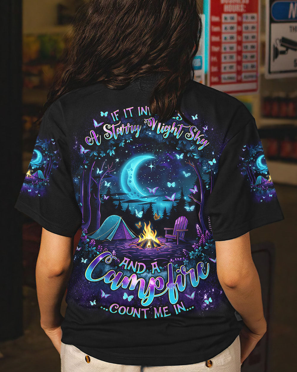 BLISSCORNERS STARRY NIGHT SKY AND A CAMPFIRE COUNT ME IN ALL OVER PRINT