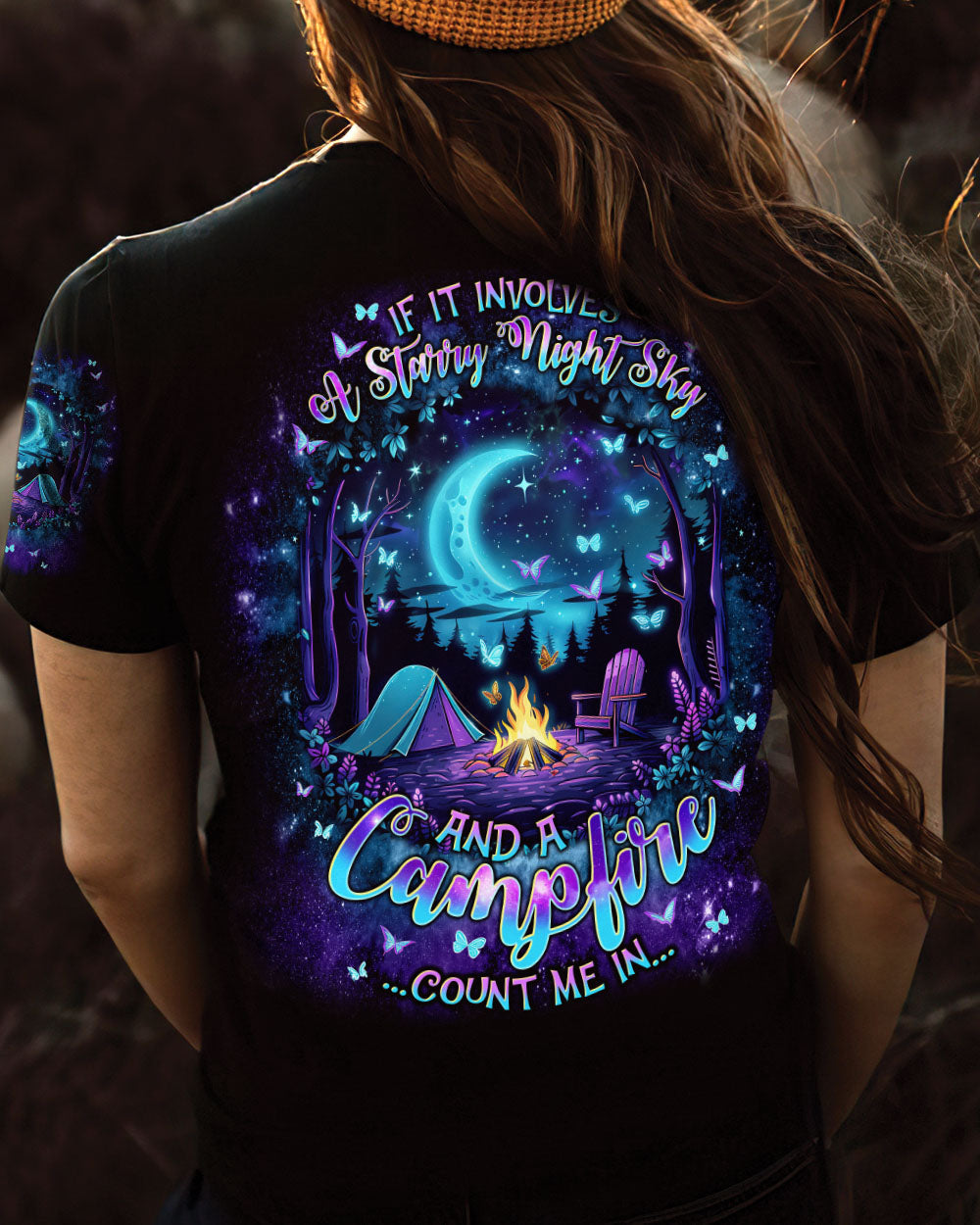 BLISSCORNERS STARRY NIGHT SKY AND A CAMPFIRE COUNT ME IN ALL OVER PRINT