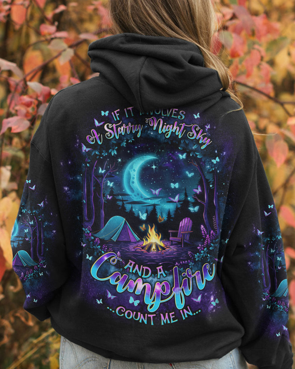 BLISSCORNERS STARRY NIGHT SKY AND A CAMPFIRE COUNT ME IN ALL OVER PRINT