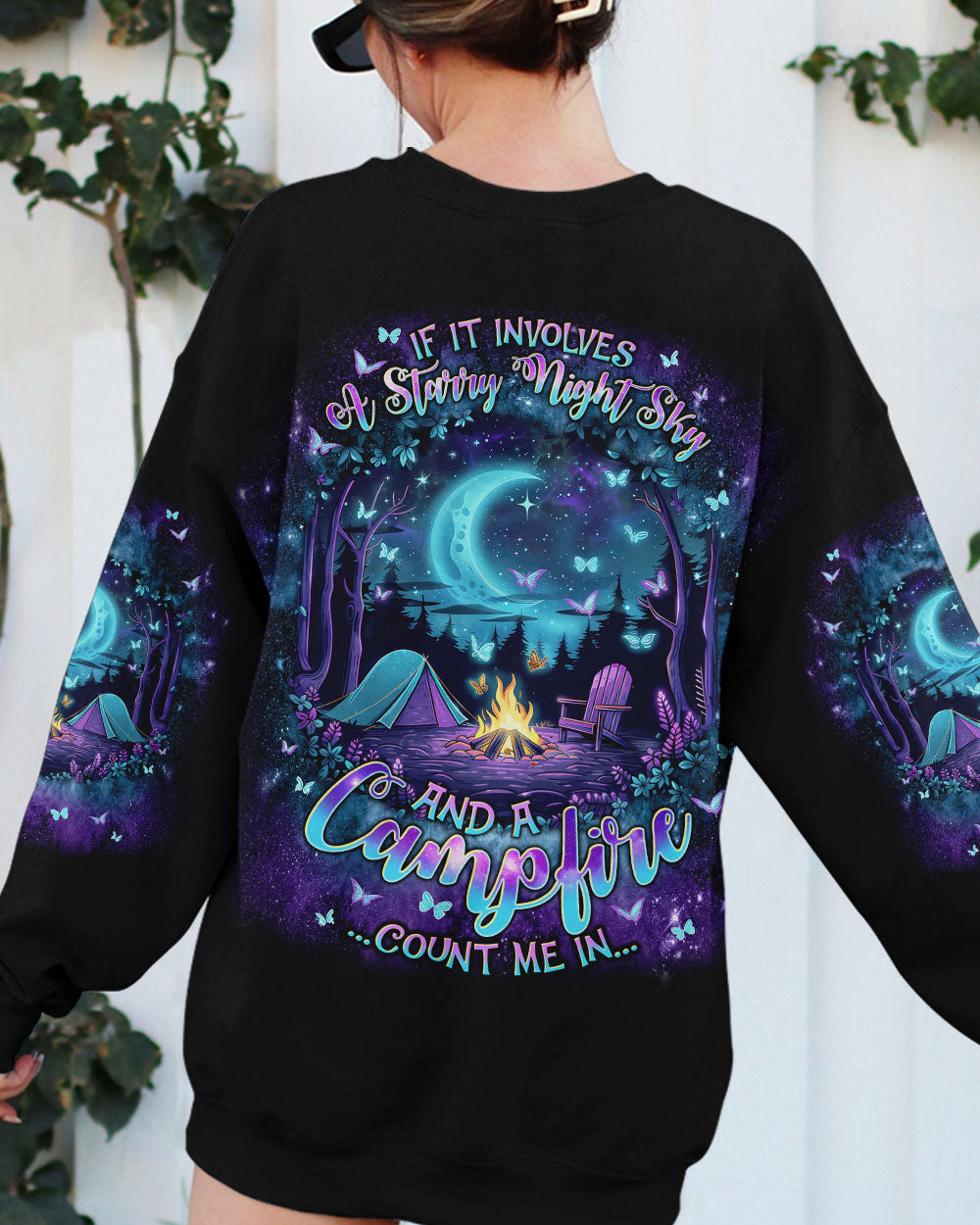 BLISSCORNERS STARRY NIGHT SKY AND A CAMPFIRE COUNT ME IN ALL OVER PRINT