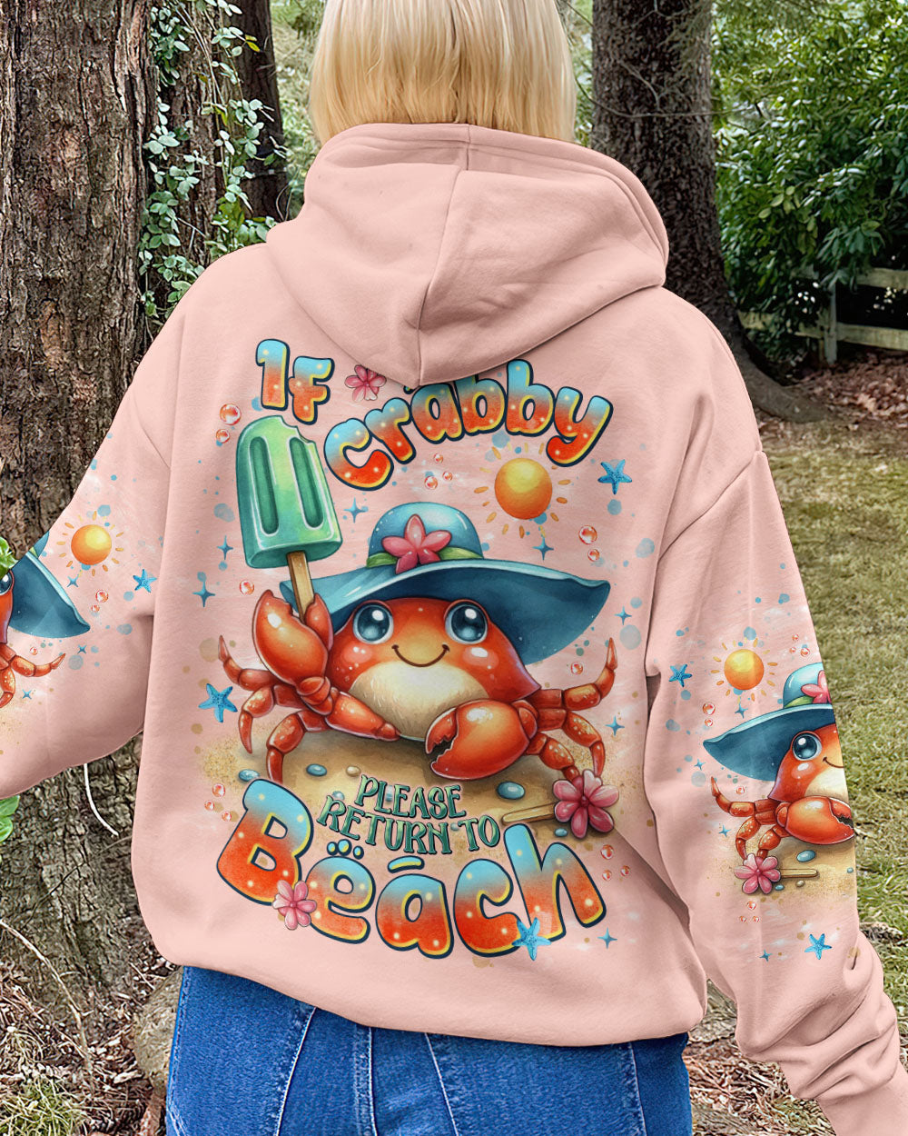 BLISSCORNERS IF CRABBY PLEASE RETURN TO BEACH ALL OVER PRINT